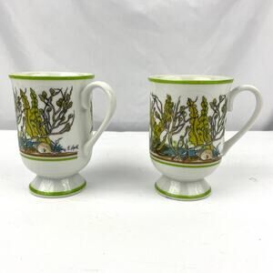 VTG Underwater Bruce E Hart Mug Cups Set of 2 GHC Signed Printed